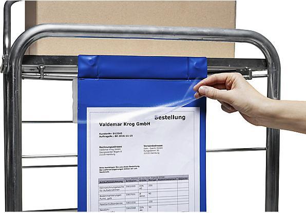 Produktbild Valdemar Krog Magnettaschen Neodym, Hochformat, VE 25 Stk, blau, mit Klappe, DIN A4, ab 1 VE (A4)
