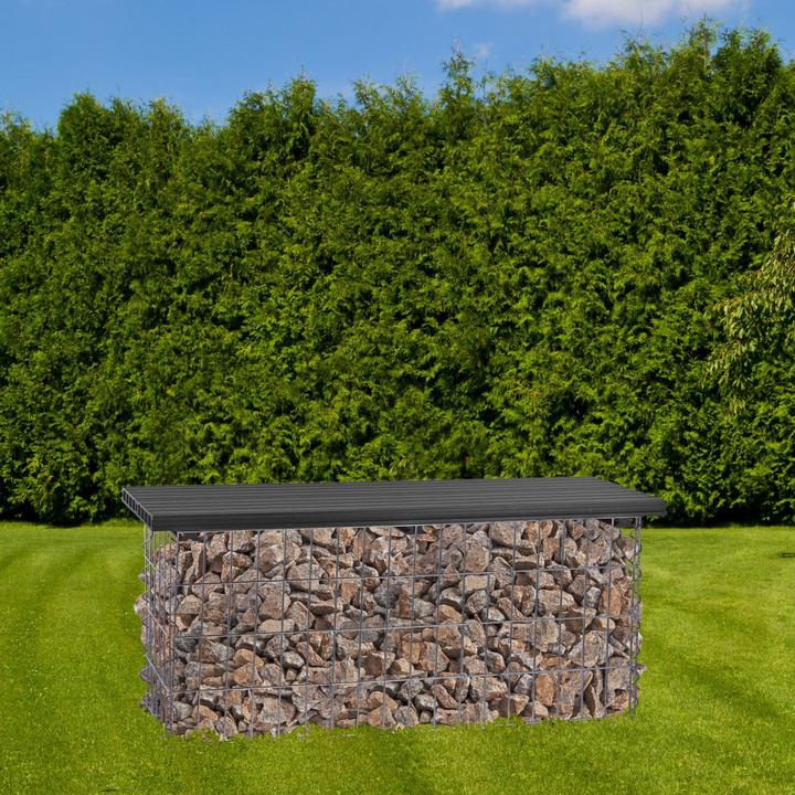 Actual product image Dema WPC Gabionenbank Gabione Steinkorb Bank Sitzbank Gartenbank anthrazit 100x30 cm
