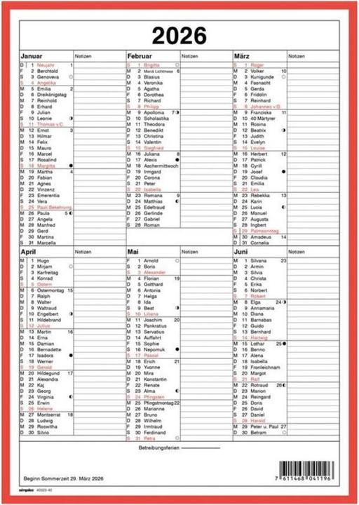 Immagine prodotto Simplex Calendari a lavagna (A4, Nessuna rilegatura, Tedesco, Francese)