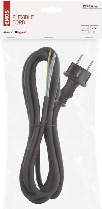 Actual product image Emos Flexo cord rubber/neoprene 3×1.5mm2, 3m, black (3 m)
