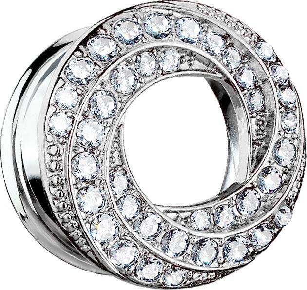 Image du produit Star Piercing Flared Tunnel tourbillon de cristal argenté (Laiton, Acier chirurgical 316L)