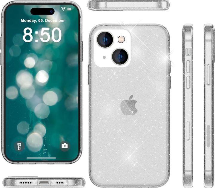 Actual product image Nalia Clear glitter silicone cover (Apple iPhone 15)
