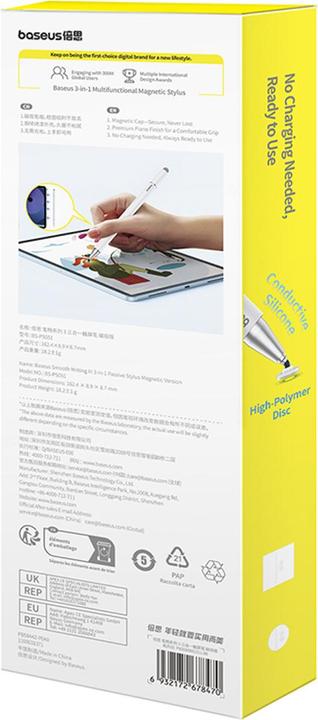 Produktbild Baseus Smooth Writing III magnetic stylus 3in1 (white)