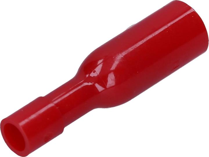 Produktbild Kalitec 10 Stück RHVR4 Rundsteckhülsen rot 0,5mm - 1,5mm² I isoliert I 4mm Durchmesser I 23mm lang I