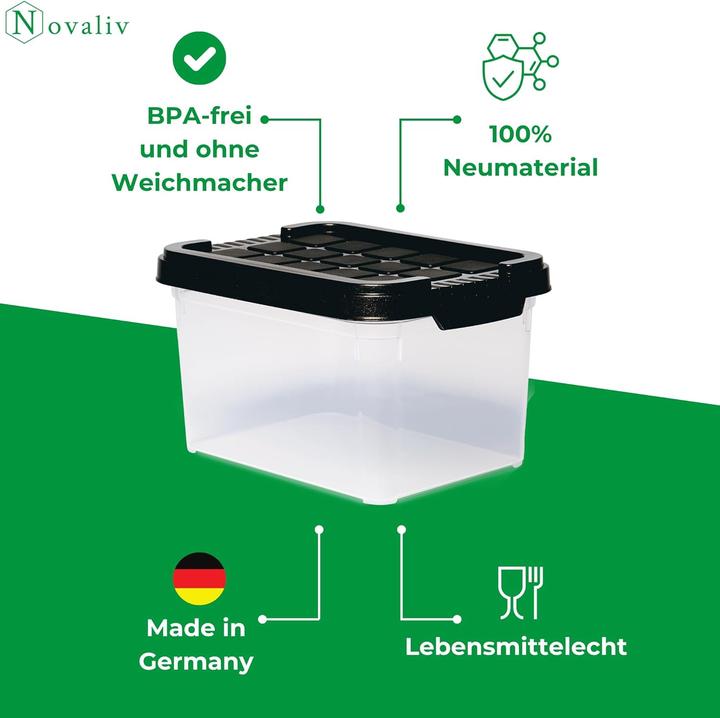 Produktbild Novaliv 3x Aufbewahrungsboxen mit Deckel klein 2 L Anthrazit Nestbar stapelbare Plastikboxen mit Cli (2 l)