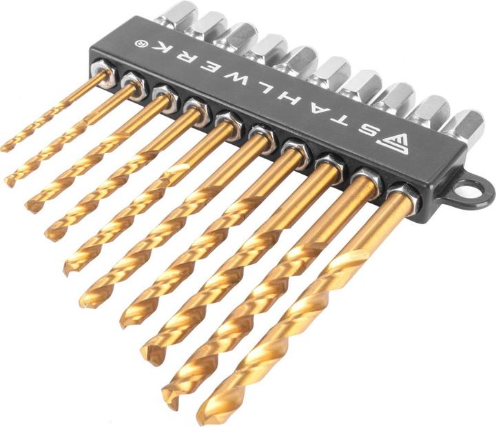 Produktbild Stahlwerk Universal Spiralbohrer Set 2-5 mm mit Sechskant-Schaft 10-teilig (2, 2.5, 3, 3.2, 3.5, 4, 4.5, 4.8, 3.8 mm, 5 mm)