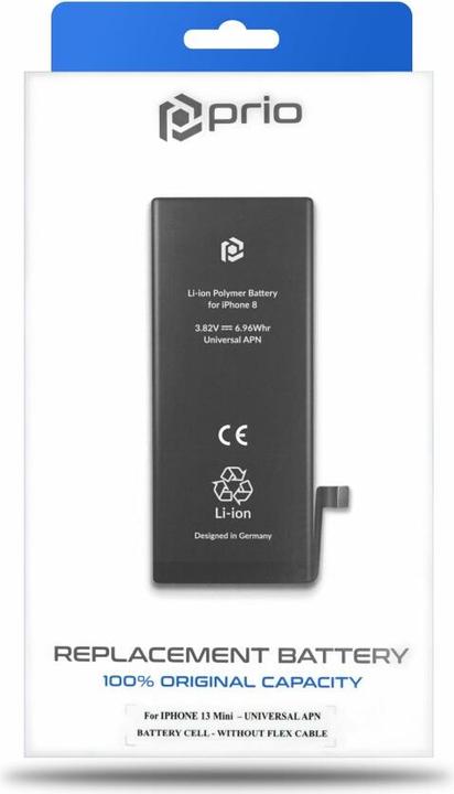 Produktbild prio Akkuzelle für iPhone 13 mini (ohne Flex-Kabel)