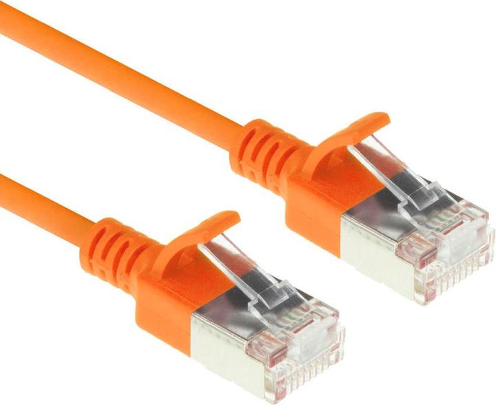 Produktbild Orange 0.15 meter LSZH U/FTP CAT6A datacenter slimline patch cable snagless with RJ45 connectors (U/FTP, CAT6a, 0.15 m)