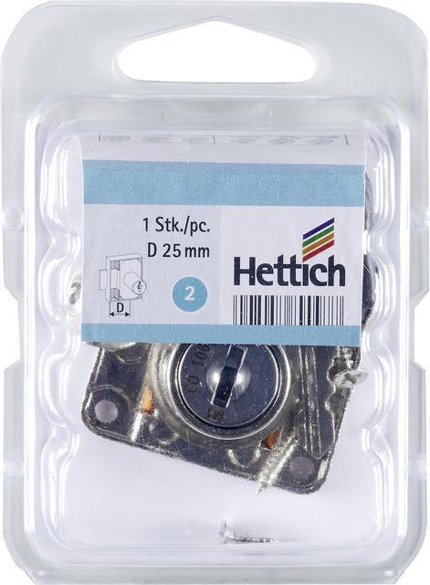 Produktbild Hettich Zylinder-Aufschraubschloss unterschiedlich schlieend Trstrke 13-20 mm Stahl vernickelt