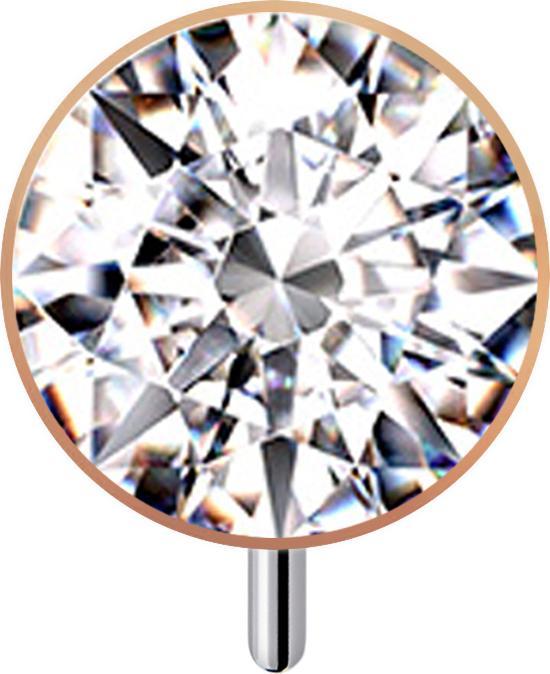 Star Piercing Threadless Halbkugel rosegold front mit Kristall silber (ohne Messing, Titan G23)
