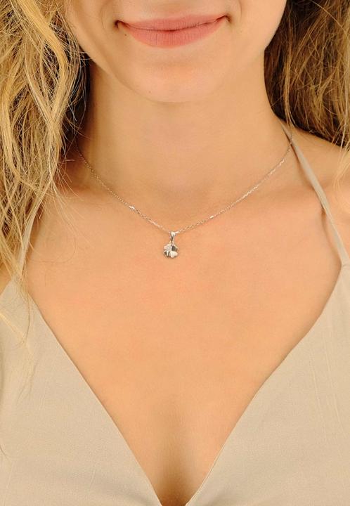 Immagine prodotto Muau Ciondolo con diamante a quadrifoglio in oro bianco 750 brillante H VS 0,01,00ct. 15x8mm (Bianco)