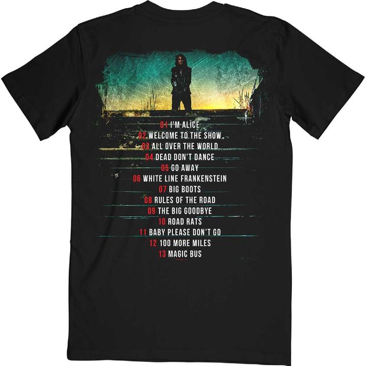 Immagine prodotto Alice Cooper Road Maglietta Elenco delle Tracce Stampa posteriore Adulto Unisex (M)