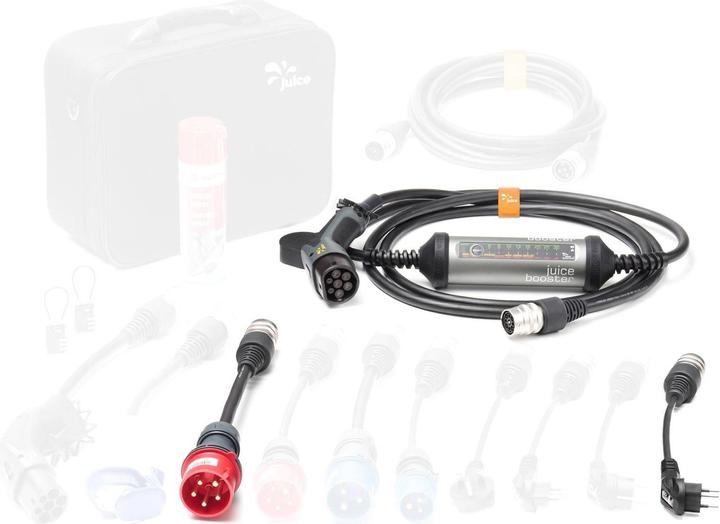 JUICE CONNECTOR Adapter T13 230 V (CH), JUICE BOOSTER 2 mobile charging station, JUICE BOOSTER 2 bag, JUICE CONNECTOR Adapter CEE32 400 V