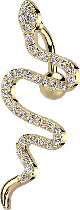 Star Piercing Banane vergoldet mit Kugel Schlange Kristalle silber (Messing, Chirurgenstahl 316L)