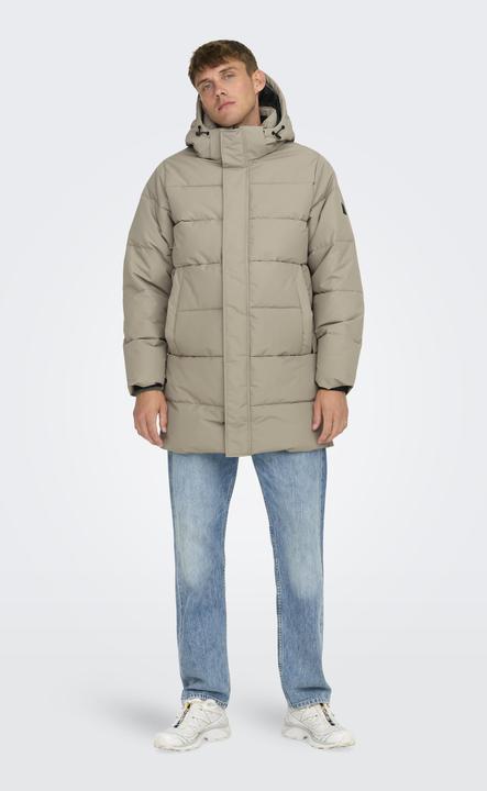 Produktbild Only & Sons Abnehmbare Kapuze Gerippte Ärmelbündchen Mantel Daunenjacke (L)