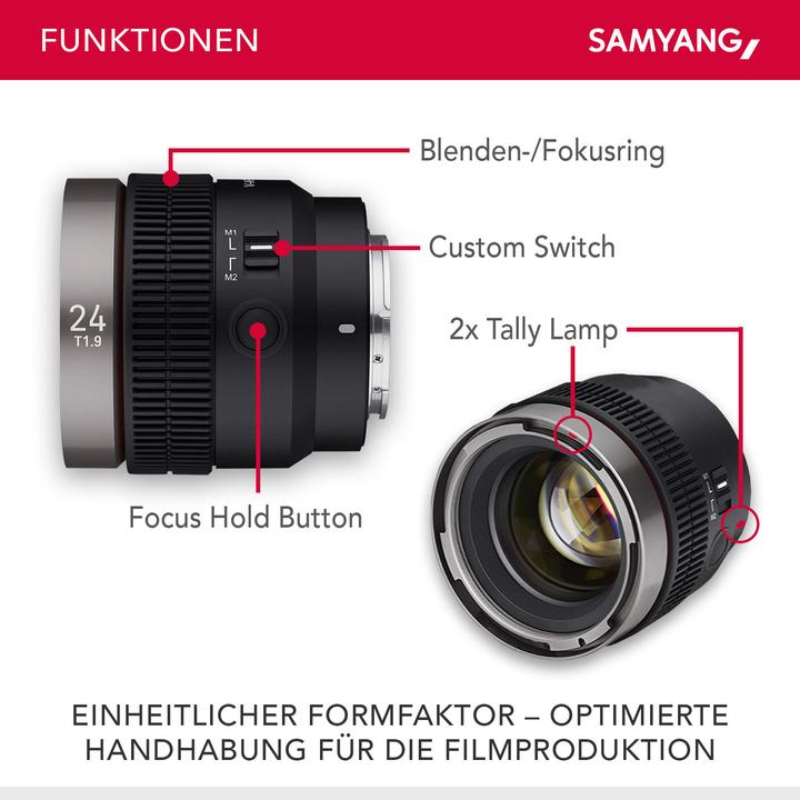 Image du produit Samyang V-AF 24mm T1.9, Sony E (Sony E, APS-C / DX, Plein format)