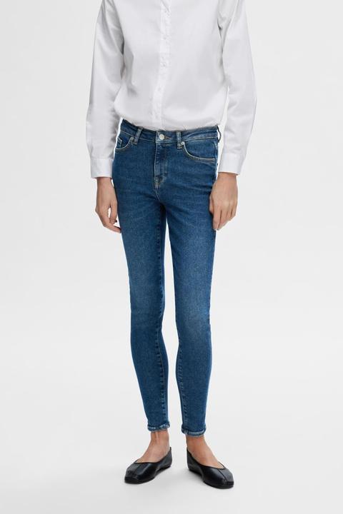 Actual product image Selected Femme Slfsophia Mw Skinny Dark Blu Jean U Noos (W26/L30)