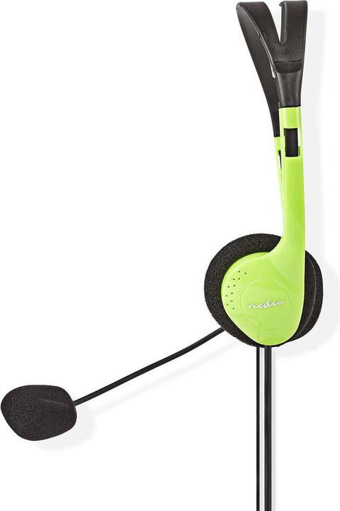 Actual product image Nedis PC Headset | On Ear | Stereo | 2x 3.5 mm | Foldable Microphone | 2.00 m | Green (Cable)