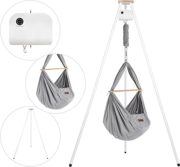 Image du produit Schmusewolke Tipi blanc avec moteur et berceau à ressorts bio