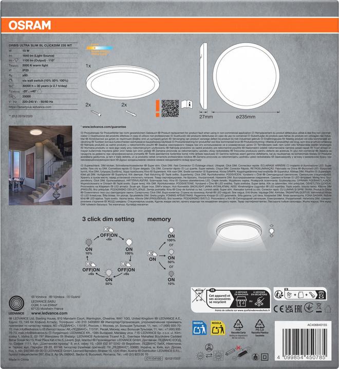 Produktbild Osram ORBIS ULTRA SLIM CLICK DIM Click-Dim 235mm White15W (1100 lm)