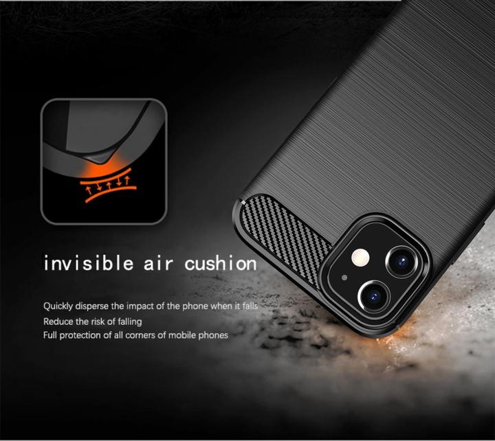 Immagine prodotto Cadorabo TPU Ultra sottile in acciaio inossidabile al carbonio Combi Cover (Apple iPhone 12 mini)