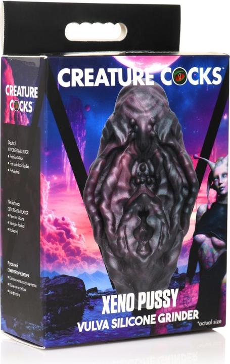 Actual product image Creature Cocks XR Brands - Xeno Pussy Vulva Silicone Grinder - Red & Black