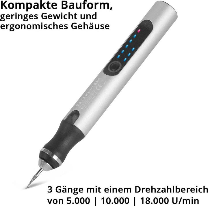 Produktbild DriSubt USB-Gravierstift UG-300 ST mit 8 W Akku-Gravierer | Gravurstift