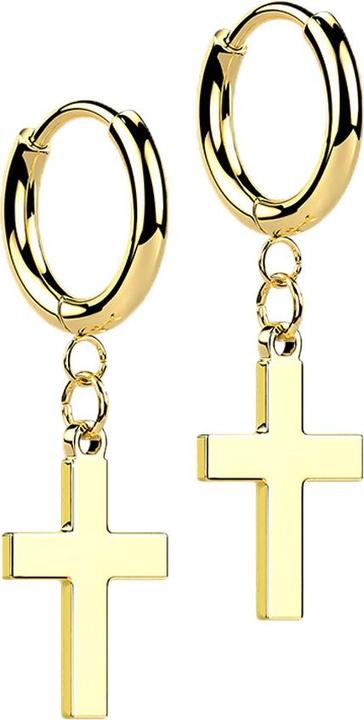 Star Piercing Ohrring vergoldet Anhänger Kreuz klein (ohne Messing, Chirurgenstahl 316L)
