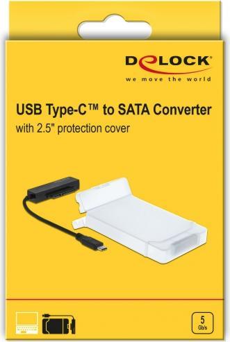 Immagine prodotto Delock Convertitore da USB Type-C a SATA con coperchio di protezione da 2,5 pollici (2.5")