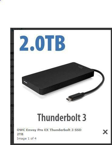 Image du produit OWC Disque dur portable Envoy Pro EX de 250 Go avec Thunderbolt 3 (250 Go)