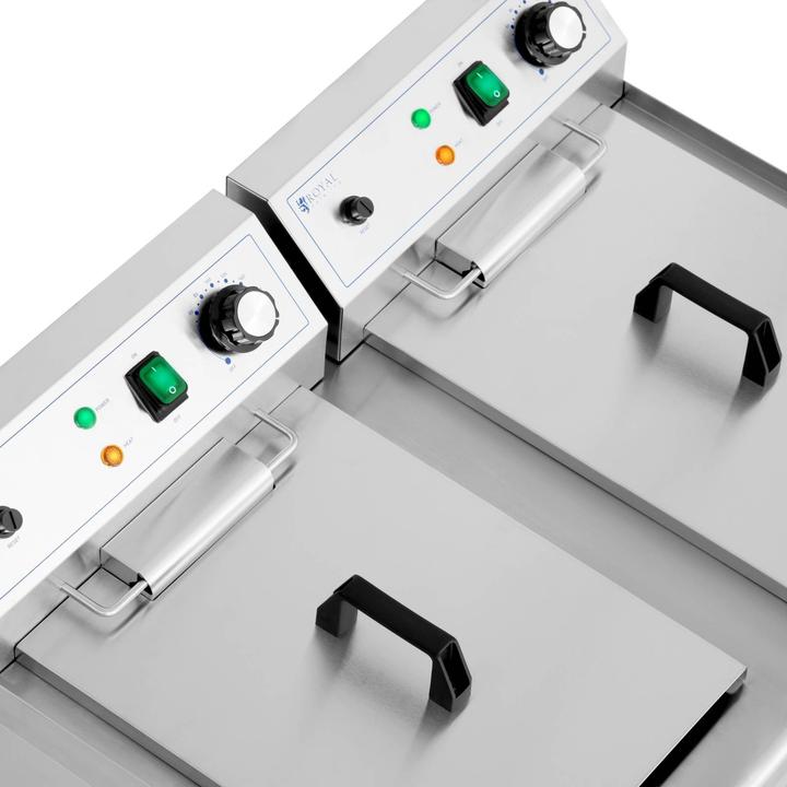 Produktbild Royal Catering Friteuse Edelstahl Doppel Fritteuse Fritöse Elektro 2 X 16 L Gastronomie 6000 W