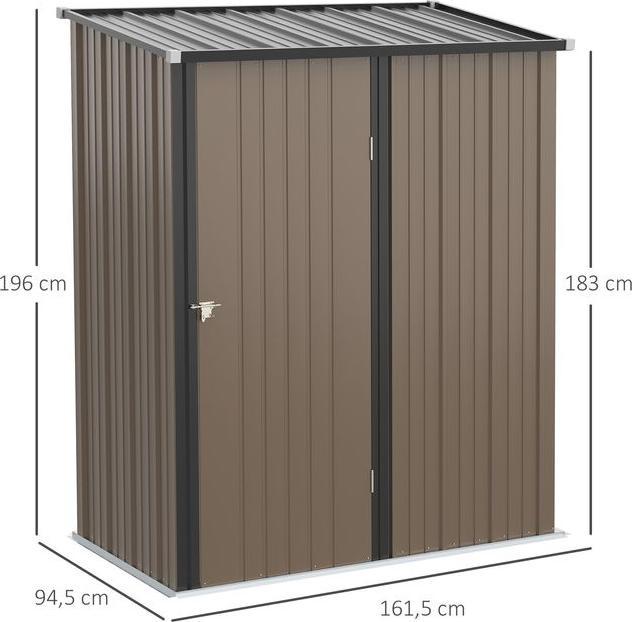 Produktbild Swisshandel24 Gartenhaus Gerätehaus Geräteschuppen Metall mit Pultdach 1,34 m² verzinkter Stahl Braun 161,5 x 94,5