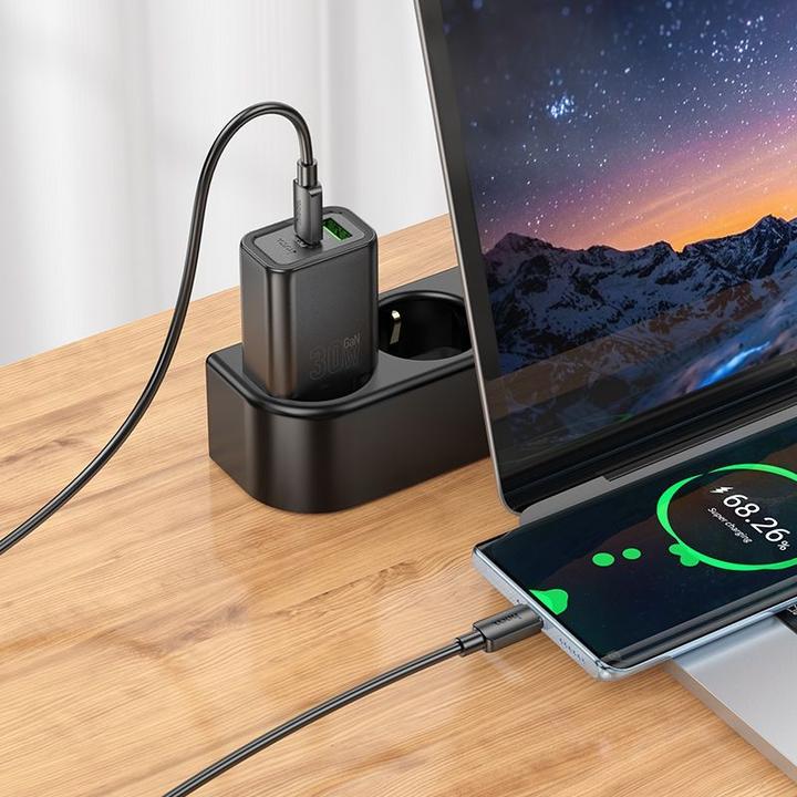 Produktbild Hoco Adapter N63 Gentle PD30W+QC3.0 charger(EU) Black (30 W)