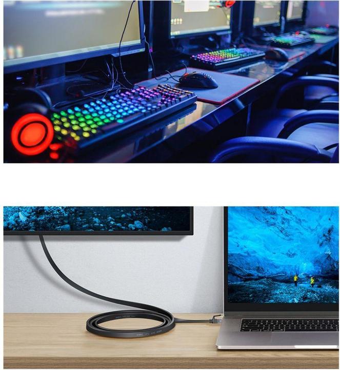 Actual product image Baseus High Speed Six types of RJ45 Gigabit network cable (flat cable)15m Black (UTP, CAT6, 15 m)