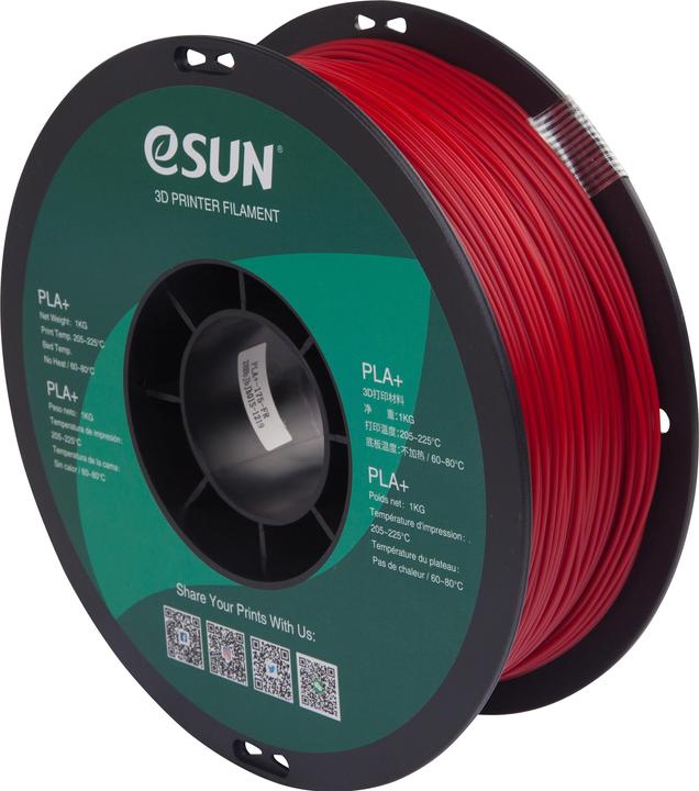 Actual product image eSUN PLA+ 1.75mm Fire Eng. Red 1kg 3D Filament (PLA+, 1.75 mm, 1000 g, Red)
