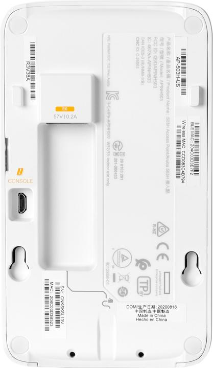 Actual product image Aruba E AP-503H Access Point, RW, Dual Radio, 802.11ax, Unified Hospitality, 1+2 Ethernet (1200 Mbit/s)