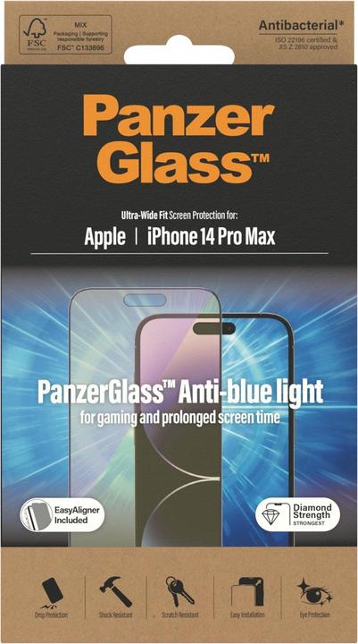 Immagine prodotto PanzerGlass Pellicola protettiva Ultra Wide Anti Bluelight iPhone 14 Pro Max (1 Pezzo/i, Apple iPhone 14 Pro Max)