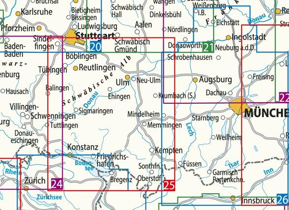 Produktbild ADFC-Radtourenkarte 25 Bodensee Schwäbische Alb 1:150.000, reiss- und wetterfest, E-Bike geeignet