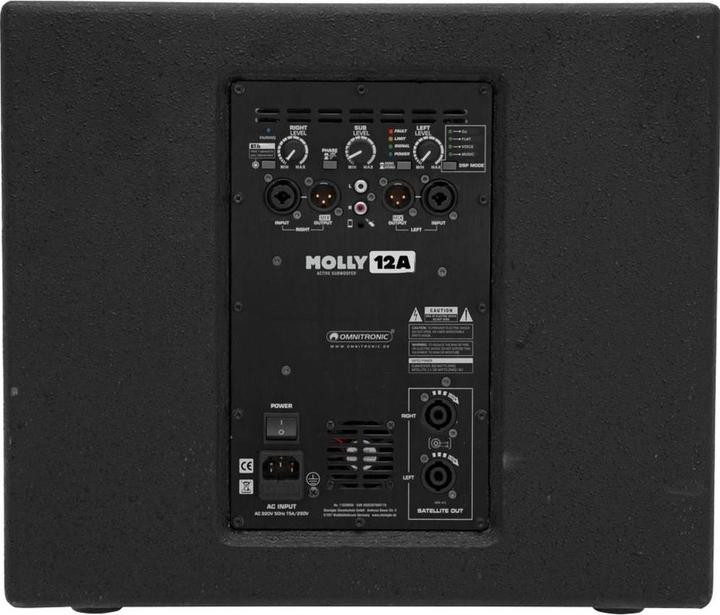 Actual product image Omnitronic Molly-12A Active PA Subwoofer 30.48 cm 30.50cm (12") 700 W 1 pc. (Active, 1x 700 W)