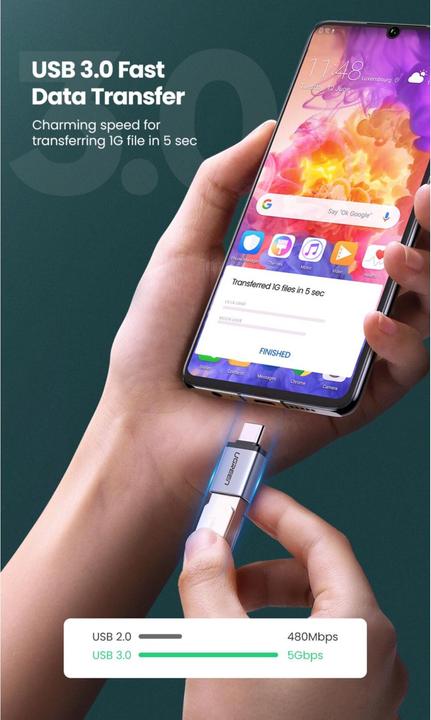 Actual product image Ugreen USB-C 3.1 to USB-A 3.0 Jack Adapter (USB Type C, USB-A)