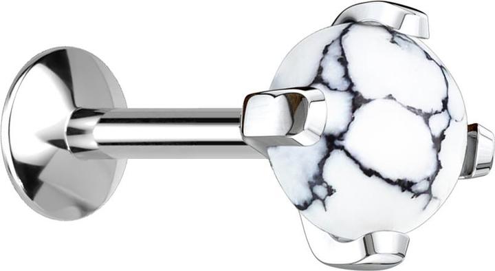 Immagine prodotto Star Piercing Micro UFO labret filo interno argento pietra howlite (senza ottone, Mnerale, Acciaio chirurgico 316L)