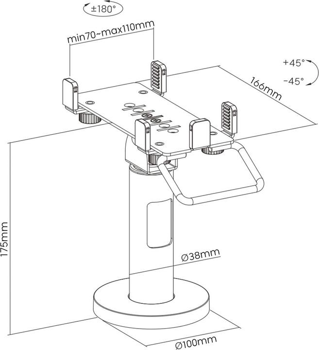 Image du produit Roline Support universel pour terminaux de cartes de crédit, pivotant et inclinable (6.54")