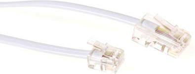 Image du produit Câble téléphonique plat blanc de 2 mètres avec connecteurs RJ11 et RJ45. Câble Rj45-rj11 blanc 2.00m