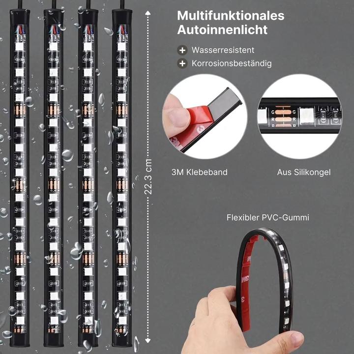 Produktbild Hermex LED Streifen RGB für Auto Innenraumbeleuchtung 5050 SMD LED Light Stripes (RGB, 22.30 cm, Indoor)
