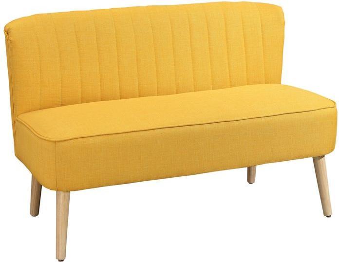 Produktbild Swisshandel24 2-Sitzer Stoffsofa Polstersofa Sitzmöbel Loungesofa Holz Schaumstoff Gelb 117 x 56,5 x 77 cm (2-Sitzer)