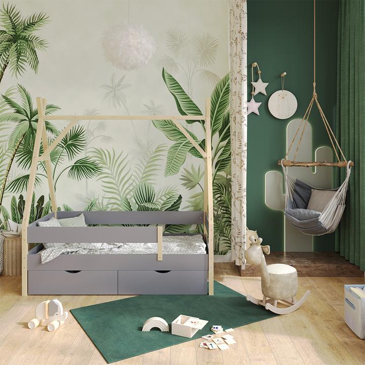 Produktbild VitaliSpa Tipi-Bett Bali, Grau, 80x160 cm mit 2 Schubladen (80 x 160 cm)