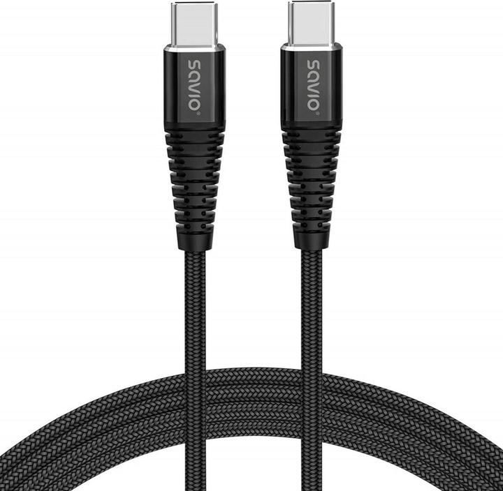 Produktbild Savio CL-159 USB Kabel 1 m USB 2.0 USB C - USB C Schwarz (1 m, USB 2.0)