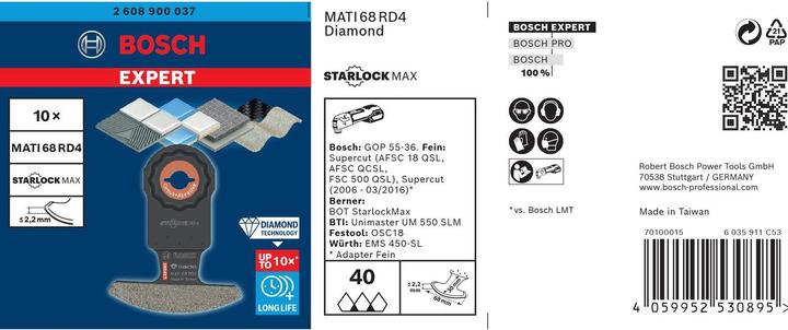 Produktbild Bosch Professional Zubehör EXPERT Corner Blade MATI 68 RD4 Blatt für Multifunktionswerkzeuge, 68 x 30 mm, 10-tlg.