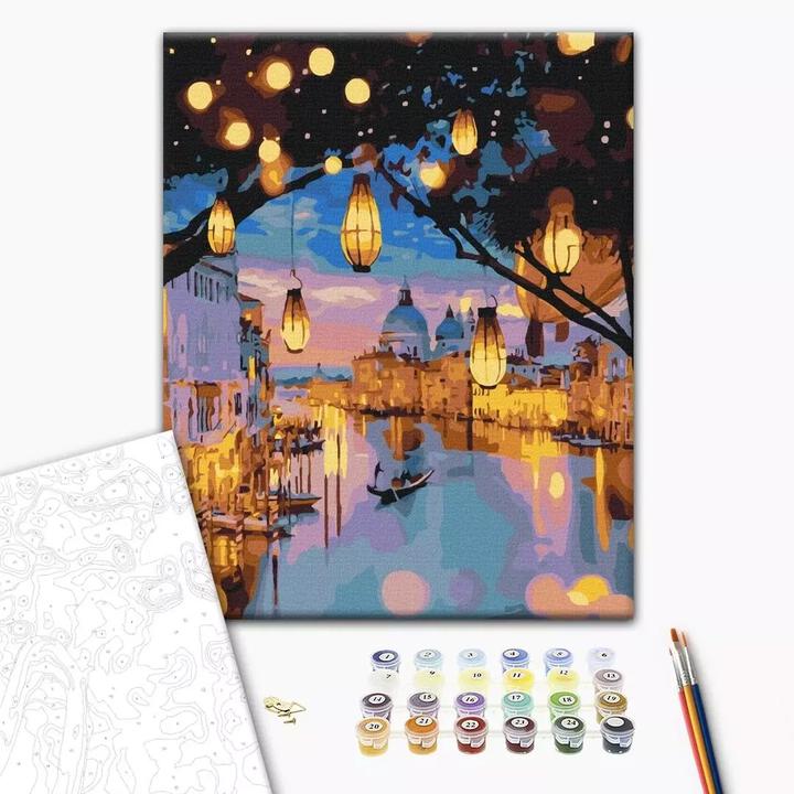 Norimpex Malen nach Zahlen BRUSHME, 40x50 cm, Nachtlichter von Venedig, 1 Stk.