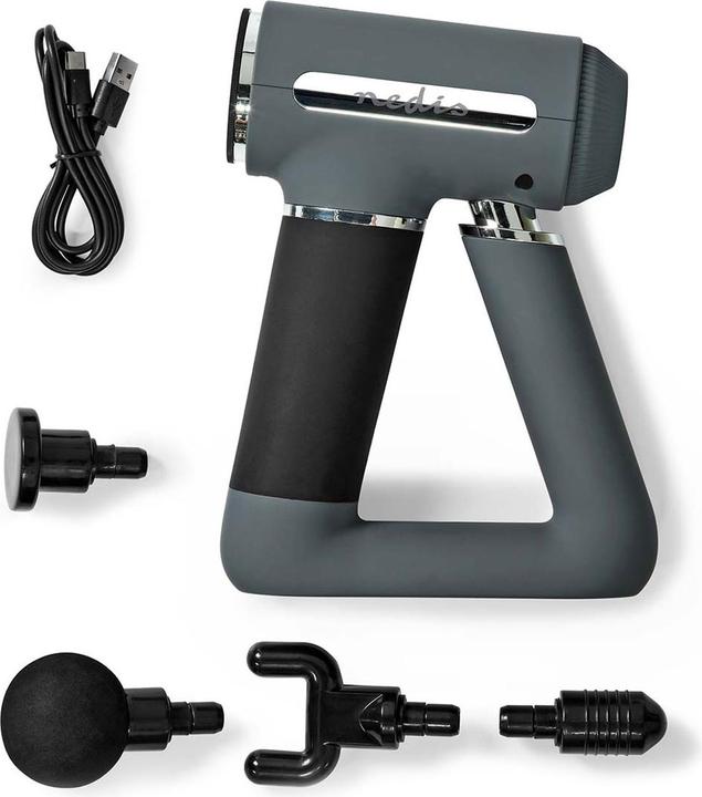 Actual product image Nedis Sports Massage Gun Battery Operated Built-in Lithium Ion Rechargeable 6 Massage Modes U